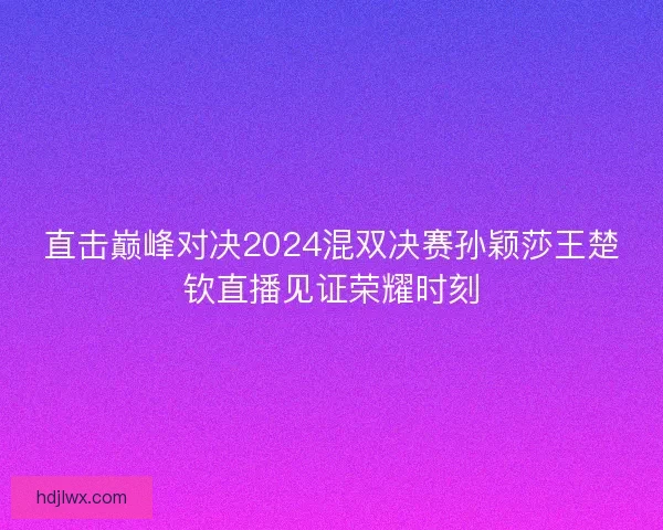 直击巅峰对决2024混双决赛孙颖莎王楚钦直播见证荣耀时刻