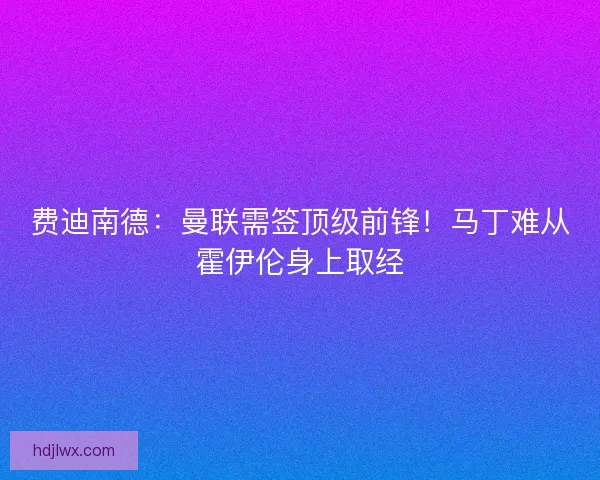 费迪南德：曼联需签顶级前锋！马丁难从霍伊伦身上取经