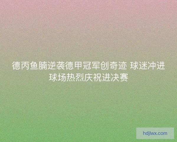 德丙鱼腩逆袭德甲冠军创奇迹 球迷冲进球场热烈庆祝进决赛 德丙鱼腩逆袭德甲冠军创奇迹 球迷冲进球场热烈庆祝进决赛