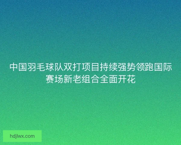 中国羽毛球队双打项目持续强势领跑国际赛场新老组合全面开花